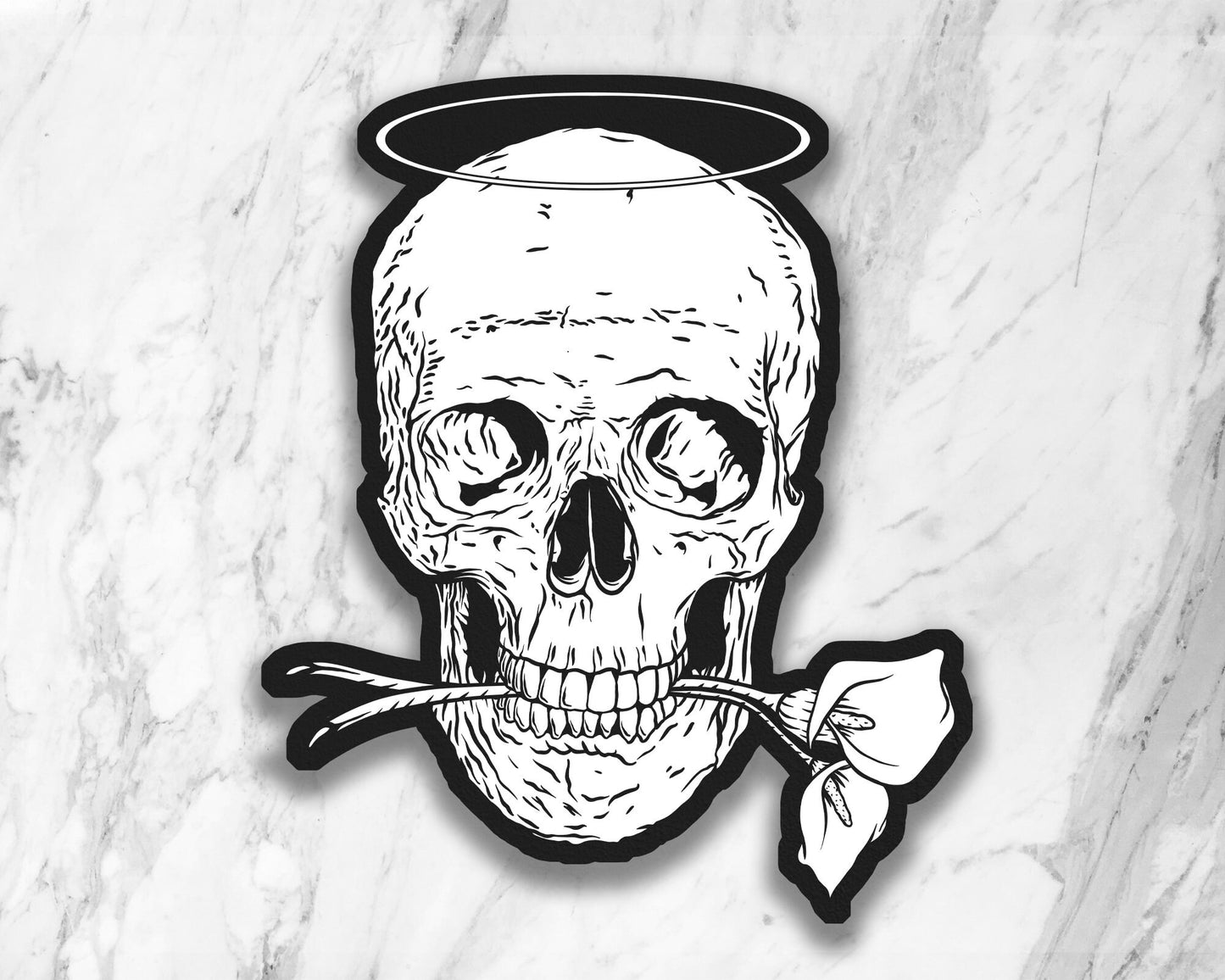 Vinyl Sticker of Skull with Canna Lilys | Cosmic Nature Series 2.5" x 3"