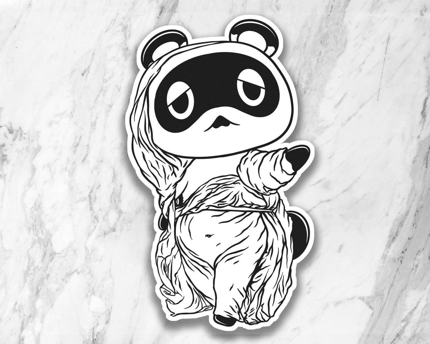 Vinyl Sticker of Tom Nook in Silk Drapery | 2.75" x 3"