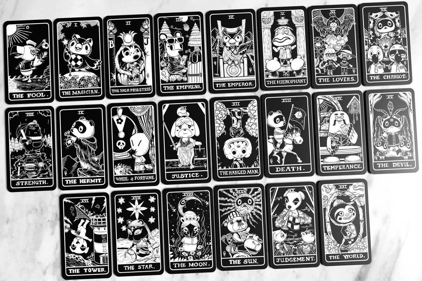 Tarot Cards | 22 Cards Major Arcana - Velvet Bag - Tarot Cloth | Animal Crossing