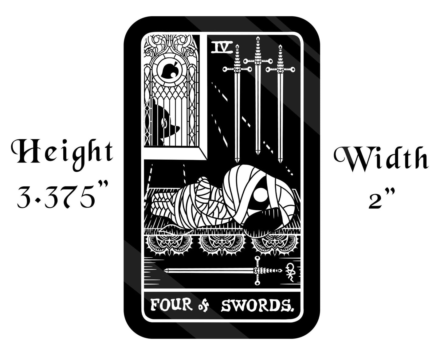 Vinyl Sticker of Lucky as Four of Swords