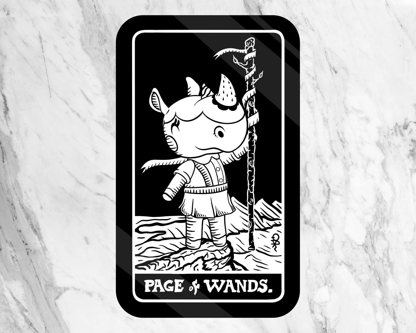 Vinyl Sticker of Merengue as Page of Wands