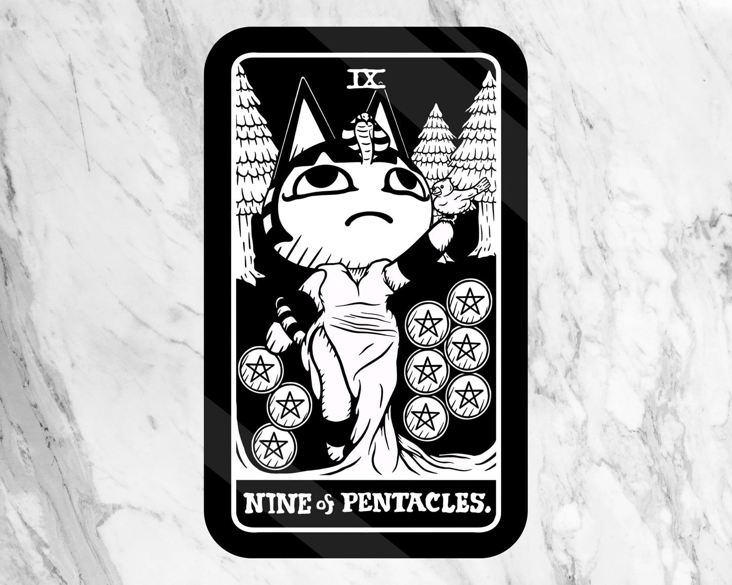 Vinyl Sticker of Ankha as Nine of Pentacles